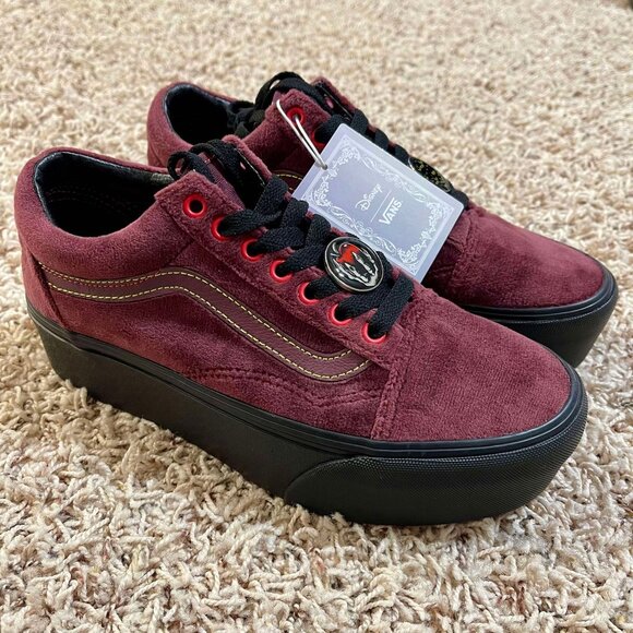 Disney x VANS Old Skool Stackform Shoes Poison Apple Mahogany, Women's Size 8 - Picture 1 of 15